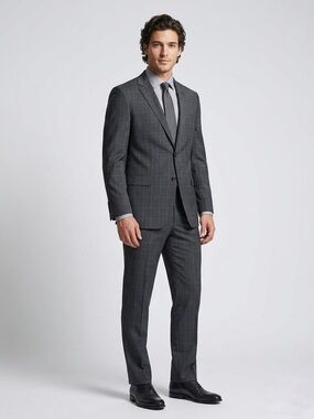 155 HUGO BOSS Men's Slim Fit 100% Wool Huge4/ Genius3 Two-Piece Suit - Grey, 44L